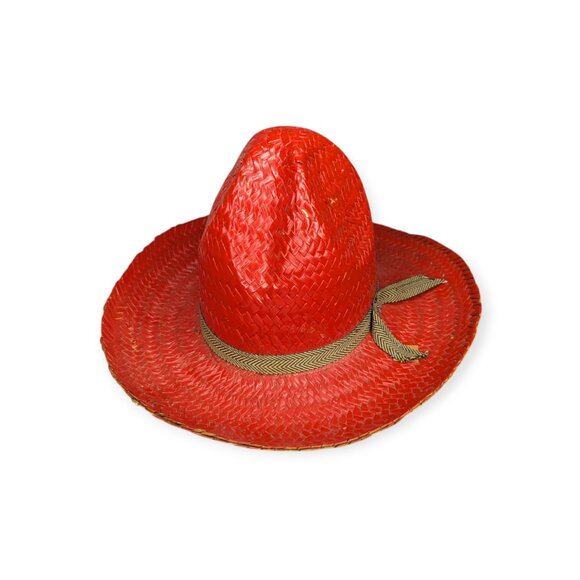 Vintage American Harvest Hat Co Sun Toppers Red Woven Straw Hat Size Medium - Picture 4 of 14